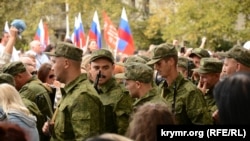 Митинг, посвященный проводам мобилизованных на войну в Украине. Севастополь, 27 сентября 2022 года