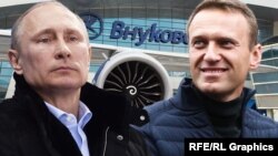 Владимир Путин, Алексей Навальный в аэропорту Внуково. Коллаж