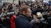 Russia -- Opposition leader Alexei Navalny speaks to journalists after a meeting of the Leninsky district court of the city of Kirov, which postponed the hearing for a week on charges of embezzlement in "Kirovles", 17Apr2013